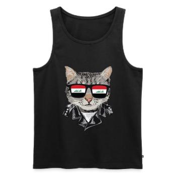 Katzen -Irak -Flagge Sonnenbrille - Männer Premium Bio Tank Top - Schwarz - Vorne - AI Model Male 178 light (178cm)