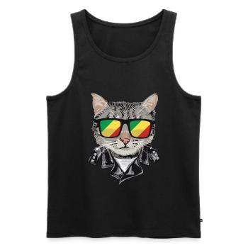 Lunettes de soleil pour chat avec drapeau du Congo - Débardeur bio Premium Homme - noir - Devant - Michal (187cm)
