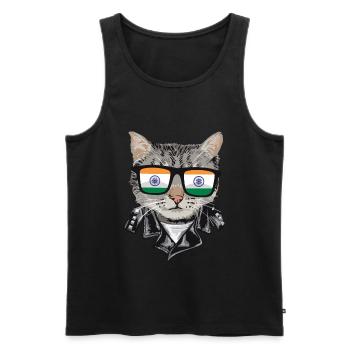 Cat India Flag Lunettes de soleil - Débardeur bio Premium Homme - noir - Devant - Michal (187cm)
