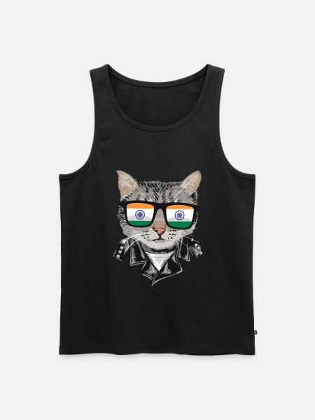 Cat India Flag Sunglasses - Men's Premium Organic Tank Top - black