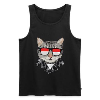 Cat Indonesia Flagge Sonnenbrille - Männer Premium Bio Tank Top - Schwarz - Vorne - Michal (187cm)