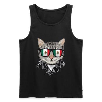 Cat Mexico Flagge Sonnenbrille - Männer Premium Bio Tank Top - Schwarz - Vorne - Michal (187cm)