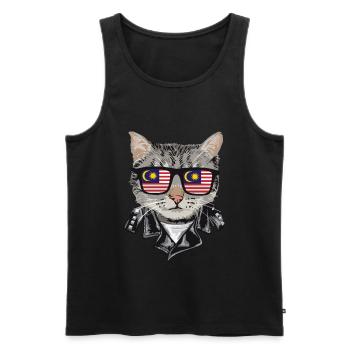 Lunettes de soleil pour chat avec drapeau de la Malaisie - Débardeur bio Premium Homme - noir - Devant - Michal (187cm)