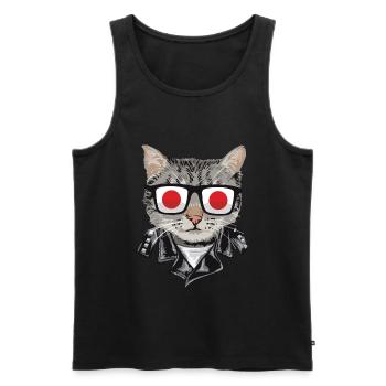 Lunettes de soleil pour chat avec drapeau japonais - Débardeur bio Premium Homme - noir - Devant - Michal (187cm)