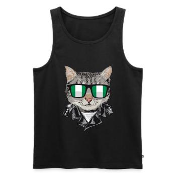 Katzen Nigeria Flagge Sonnenbrille - Männer Premium Bio Tank Top - Schwarz - Vorne - Michal (187cm)