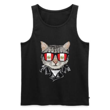 Cat sunglasses with Peruvian flag - Men's Premium Organic Tank Top - black - Front - AI Model Male 178 light (178cm)