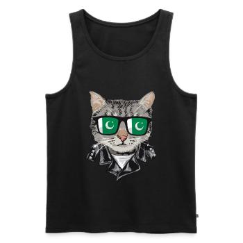 Lunettes de soleil pour chat avec drapeau pakistanais - Débardeur bio Premium Homme - noir - Devant - Michal (187cm)