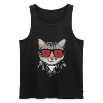 Chats Maroc Drapeau Lunettes de soleil - Débardeur bio Premium Homme - noir - Devant - Michal (187cm)