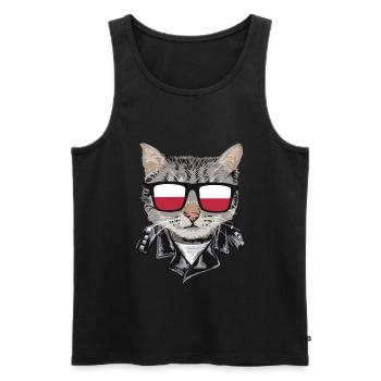 Cat Pole Flag Lunettes de soleil - Débardeur bio Premium Homme - noir - Devant - Michal (187cm)
