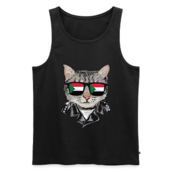Cat Soudan Flag Lunettes de soleil - Débardeur bio Premium Homme - noir - Devant - AI Model Male 178 light (178cm)