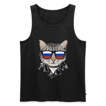 Cat Russia Flag Lunettes de soleil - Débardeur bio Premium Homme - noir - Devant - Michal (187cm)