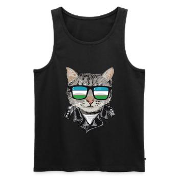 Lunettes de soleil pour chat avec drapeau de l’Ouzbékistan - Débardeur bio Premium Homme - noir - Devant - Michal (187cm)