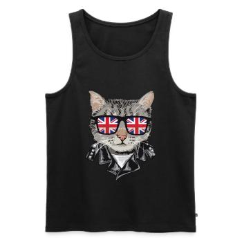 Cats Great Britain Flag Lunettes de soleil - Débardeur bio Premium Homme - noir - Devant - AI Model Male 178 light (178cm)