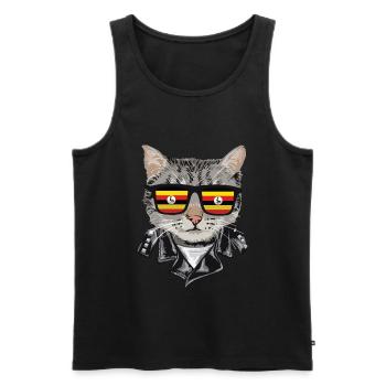 Cats Uganda Flag Sunglasses - Men's Premium Organic Tank Top - black - Front - AI Model Male 178 light (178cm)