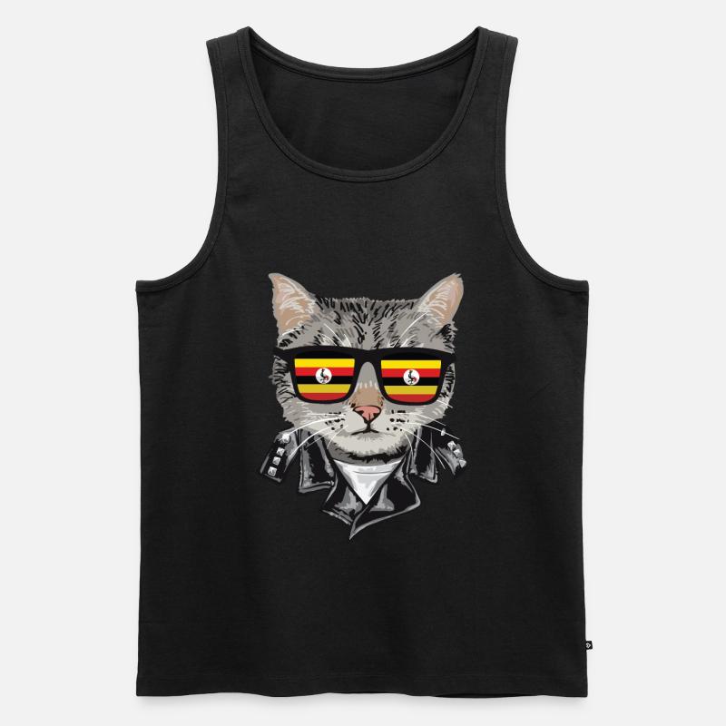 Katzen Uganda Flagge Sonnenbrille - Männer Premium Bio Tank Top - Schwarz