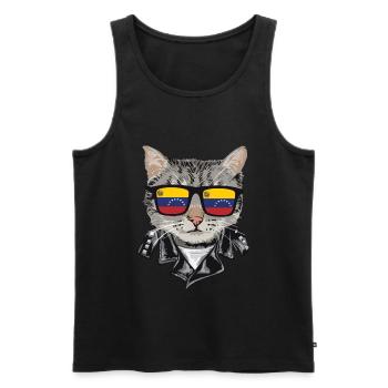 Cat Venezuela Flagge Sonnenbrille - Männer Premium Bio Tank Top - Schwarz - Vorne - Michal (187cm)