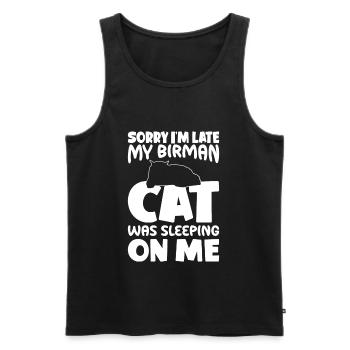 Sorry, I'm too late - Burman Cat - Men's Premium Organic Tank Top - black - Front - AI Model Male 178 light (178cm)