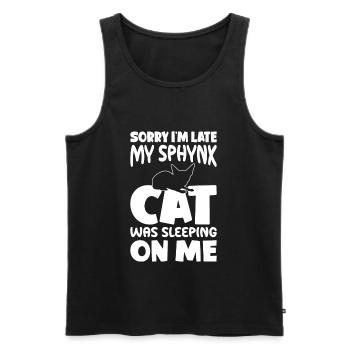 Sorry I'm Too Late - Sphynx Cat - Men's Premium Organic Tank Top - black - Front - AI Model Male 178 light (178cm)