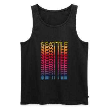 Retro Nostalgic USA City - Rainbow Seattle - Men's Premium Organic Tank Top - black - Front - Michal (187cm)