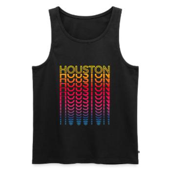 Retro Nostalgic USA City - Rainbow Houston - Men's Premium Organic Tank Top - black - Front - Michal (187cm)