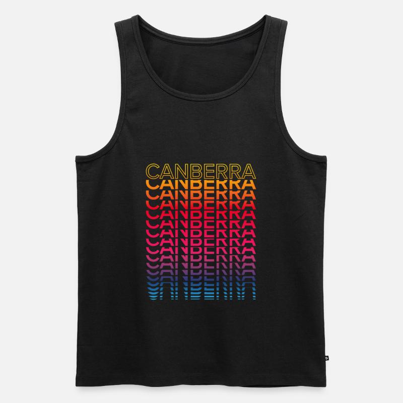 Retro Nostalgisch Stadt - Regenbogen Canberra - Männer Premium Bio Tank Top - Schwarz