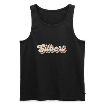 Nostalgic 70s USA City - Vintage Gilbert - Men's Premium Organic Tank Top - black - Front - Michal (187cm)