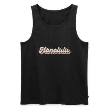 Nostalgic 70s USA City - Vintage Honolulu - Men's Premium Organic Tank Top - black - Front - Michal (187cm)