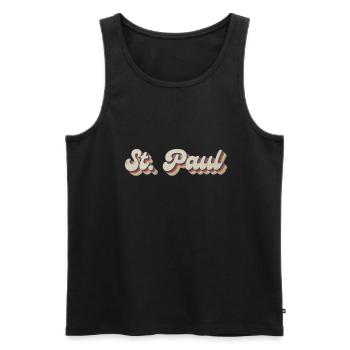 Nostalgique des années 70 USA City - Vintage St. Paul - Débardeur bio Premium Homme - noir - Devant - AI Model Male 178 light (178cm)