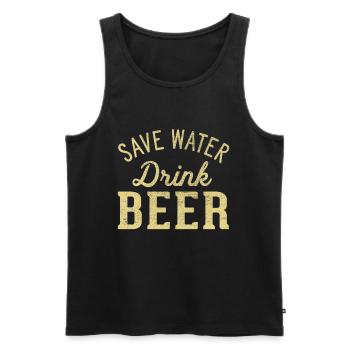 Spare Wasser! Trink Bier - Männer Premium Bio Tank Top - Schwarz - Vorne - Michal (187cm)