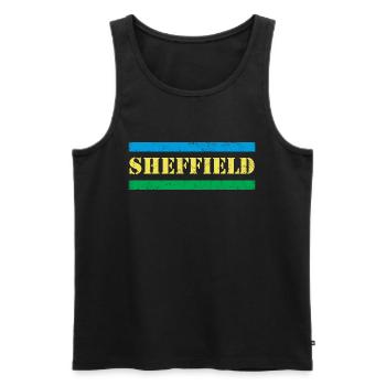 Sheffield - Männer Premium Bio Tank Top - Schwarz - Vorne - AI Model Male 178 light (178cm)