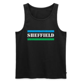 Sheffield - Männer Premium Bio Tank Top - Schwarz - Vorne - AI Model Male 178 light (178cm)