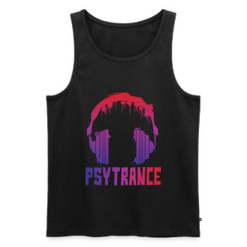 Psytrance Kopfhöhrer Psychedelisch Psytrance - Männer Premium Bio Tank Top - Schwarz - Vorne - AI Model Male 178 light (178cm)