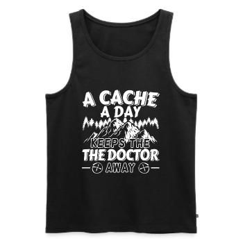 A Cach a Day Geochaching Geochache Geocache - Men's Premium Organic Tank Top - black - Front - AI Model Male 178 light (178cm)
