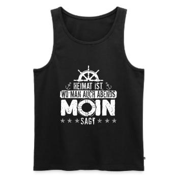 Heimat ist wo man auch Abends Moin sagt Ostee - Männer Premium Bio Tank Top - Schwarz - Vorne - Michal (187cm)