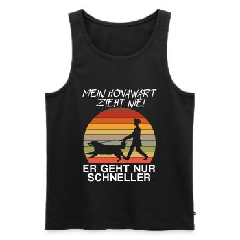 Lustiger Hunde Spruch Mein Hovawart zieht nie - Männer Premium Bio Tank Top - Schwarz - Vorne - Michal (187cm)
