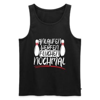 Anlaufen Werfen Fluchen Nochmal Kegeln Bowling - Männer Premium Bio Tank Top - Schwarz - Vorne - Michal (187cm)
