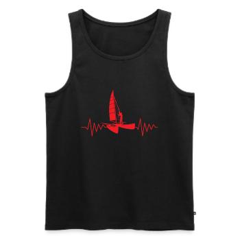 Catamaran voile Heartbeat twin coque - Débardeur bio Premium Homme - noir - Devant - AI Model Male 178 light (178cm)