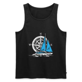 Catamaran voile double coque - Débardeur bio Premium Homme - noir - Devant - AI Model Male 178 light (178cm)