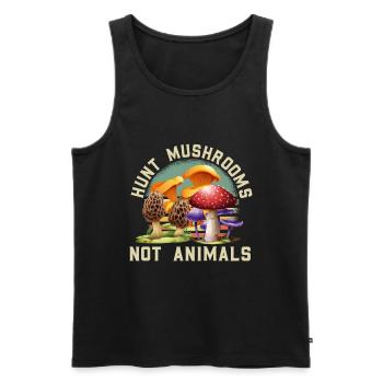 Hunting Mushrooms Not Animals Mycology Foraging - Men's Premium Organic Tank Top - black - Front - AI Model Male 178 light (178cm)