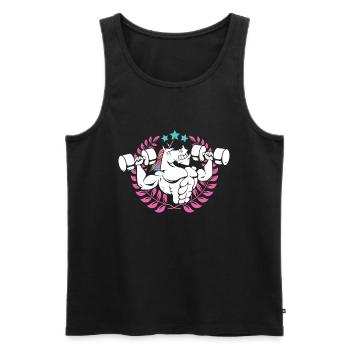 Gewichtheben Einhorn Fitness Gym Lover - Männer Premium Bio Tank Top - Schwarz - Vorne - AI Model Male 178 light (178cm)