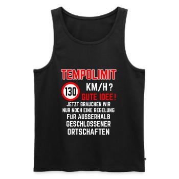 Tempolimit 130 km/h Autobahn Höchtgeschwindigkeit - Männer Premium Bio Tank Top - Schwarz - Vorne - AI Model Male 178 light (178cm)