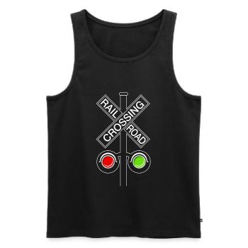 Railway crossing Locomotive driver - Men's Premium Organic Tank Top - black - Front - Michal (187cm)