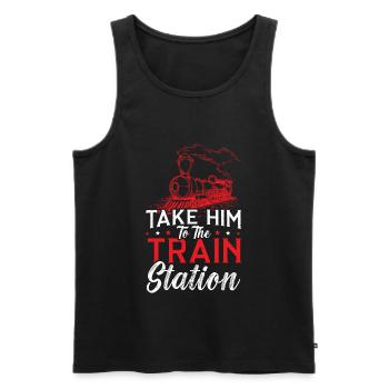 Bringen Sie Ihn Zur Bahnhof Lokomotive Lokführer - Männer Premium Bio Tank Top - Schwarz - Vorne - Michal (187cm)