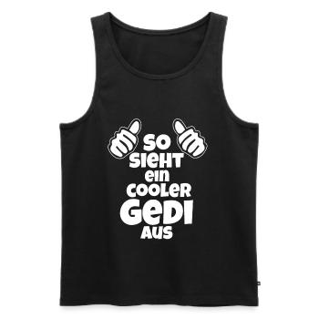 So sieht ein cooler Gedi aus Patenonkel Österreich - Männer Premium Bio Tank Top - Schwarz - Vorne - AI Model Male 178 light (178cm)