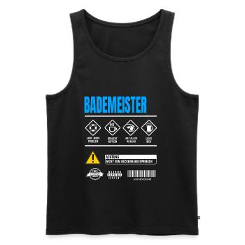 Bademeister Gebrauchsanweisung Warnhinweise - Männer Premium Bio Tank Top - Schwarz - Vorne - Michal (187cm)