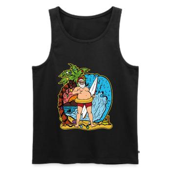 Surfer Santa Claus Christmas Holiday Gift - Men's Premium Organic Tank Top - black - Front - Michal (187cm)