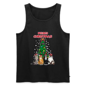 Joyeux Noël Cadeau De Chats De Noël - Débardeur bio Premium Homme - noir - Devant - Michal (187cm)