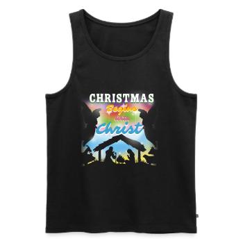 Weihnachten Christmas Begins with Christ Engel - Männer Premium Bio Tank Top - Schwarz - Vorne - Michal (187cm)