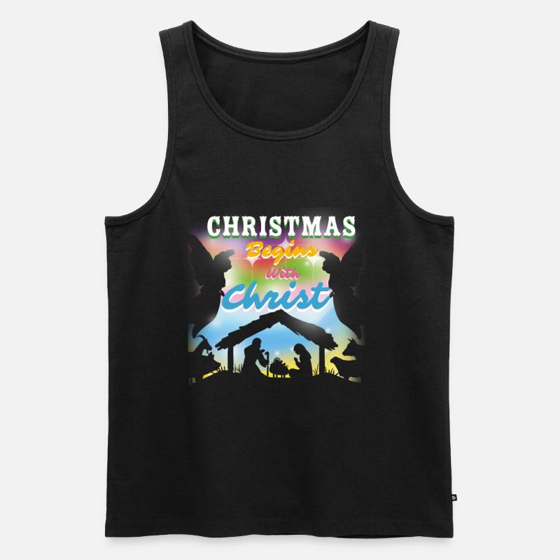 Noël Noël commence avec les anges du Christ - Débardeur bio Premium Homme - noir