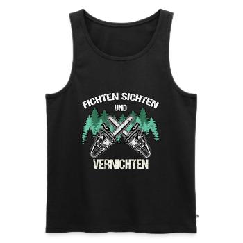 Holzfäller Fichten Sichten Und Vernichten Geschenk - Männer Premium Bio Tank Top - Schwarz - Vorne - AI Model Male 178 light (178cm)